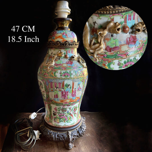 19世纪“中国玫瑰”广彩瓷瓶/台灯 #753