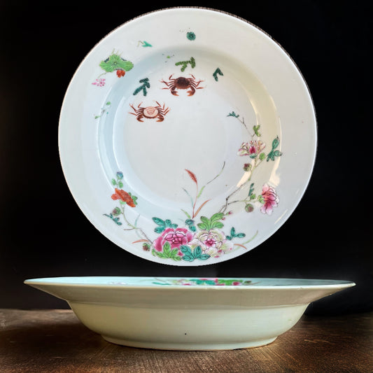 Antique Chinese porcelain deep plate Famille Rose plate early18th C #807