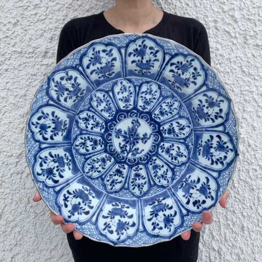 Antique Chinese Blue and White Porcelain Charger, Kangxi Period #905