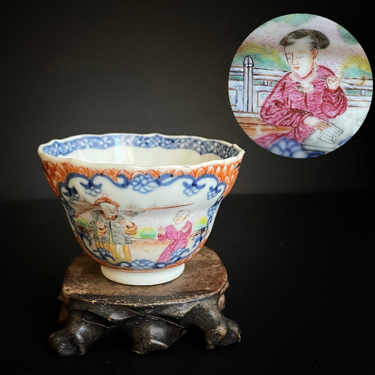 Antique Chinese rose mandarin tea cup 18th C #941