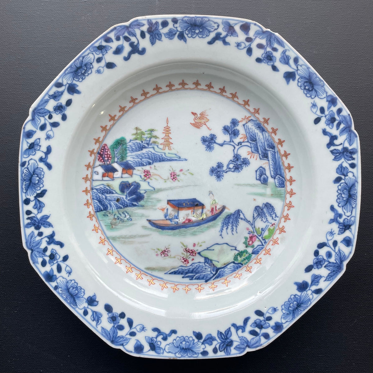 清乾隆青花粉彩瓷盘 #1305