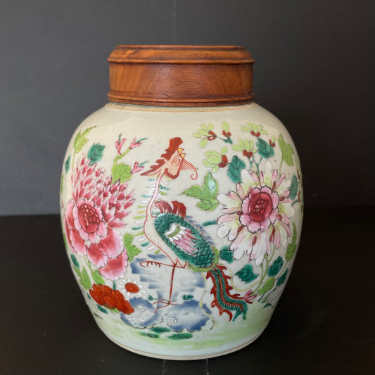 Antique Chinese famille rose ginger jar, Qianlong, 18thC #1412