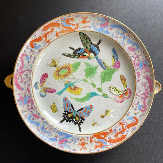 Antique Chinese hot water plate / warming dish, Jiaqing / Daoguang #1415
