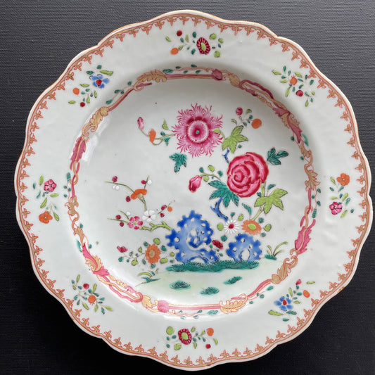 Antique Chinese famille rose plate, Qianlong, 18th c #1425