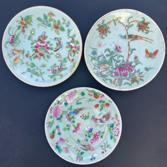 Three antique Chinese celadon dishes, 19th century, #1478, 1479, 1480