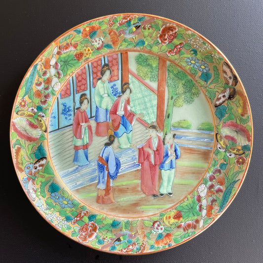 清道光粉彩花鸟纹盘，19世纪 #1540