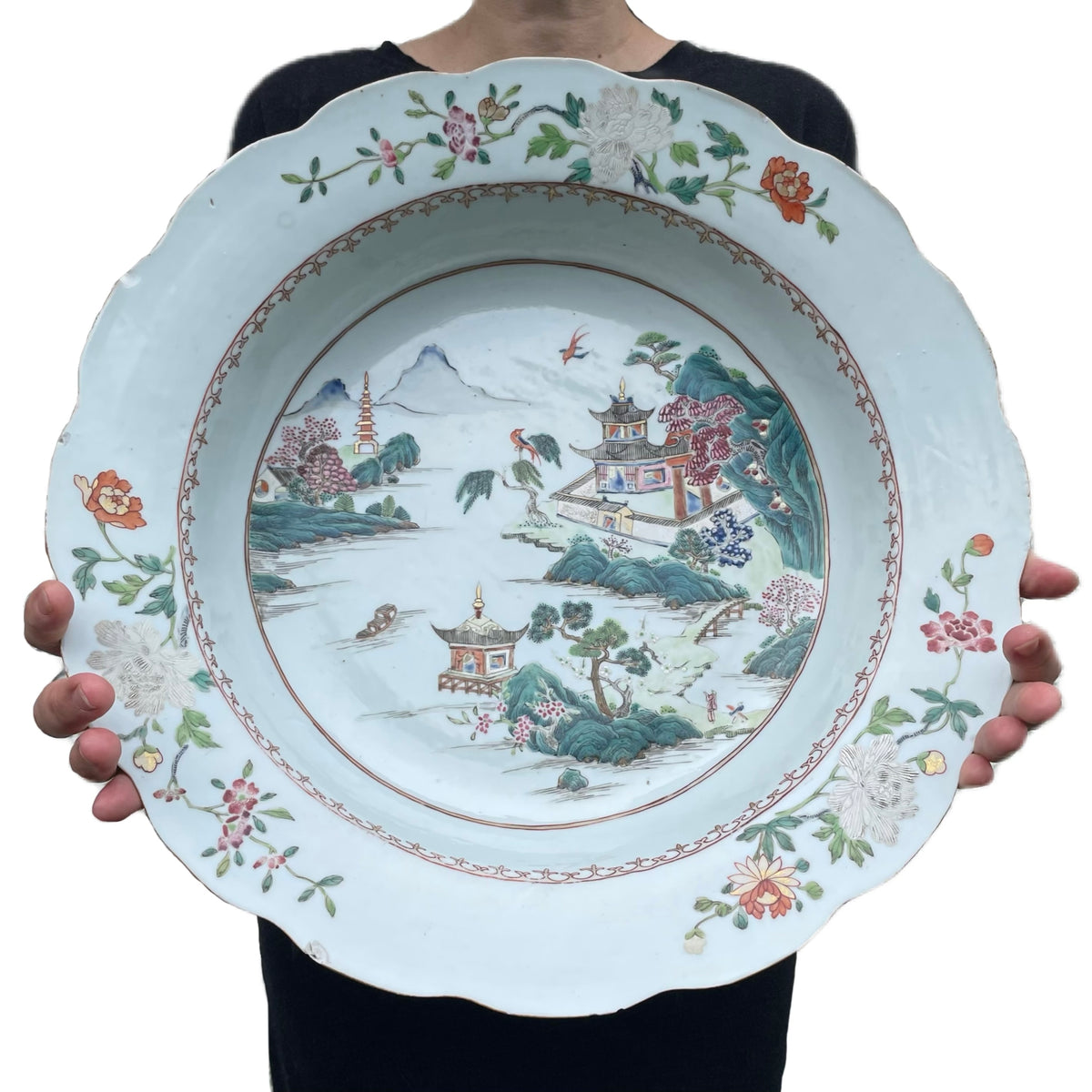 Chinese Antique famille rose porcelain basin & handwash, Qianlong #1607