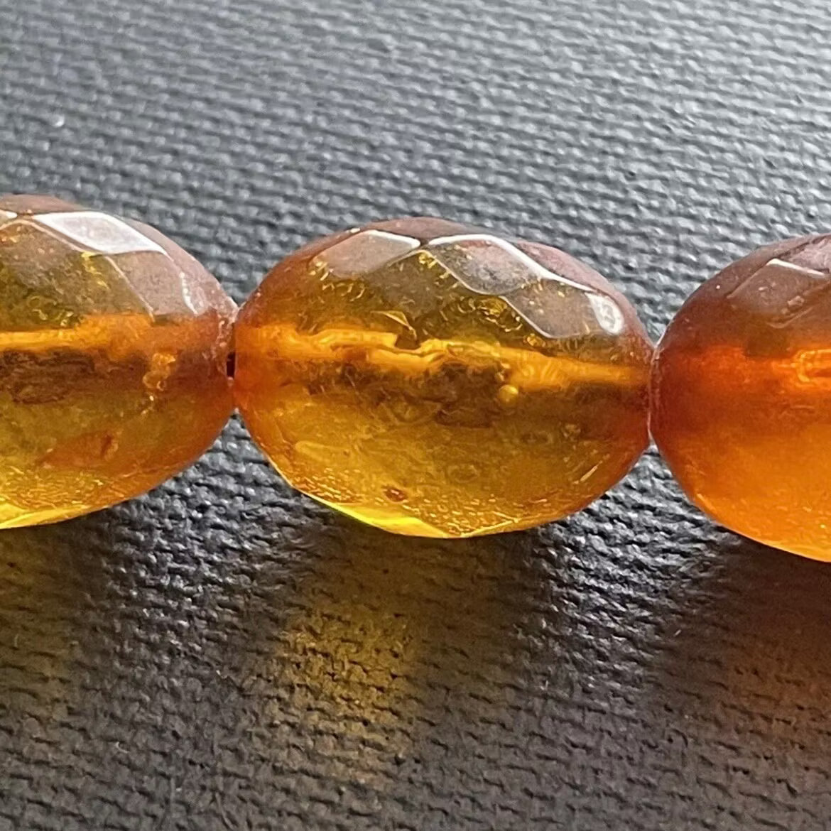 ANTIQUE NATURAL AMBER FACETED BEAD NECKLACE 62g FROM DENMARK 1950's