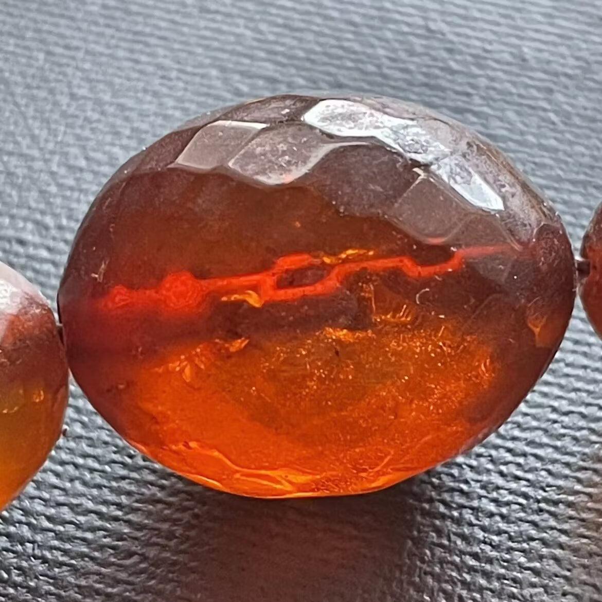 ANTIQUE NATURAL AMBER FACETED BEAD NECKLACE 62g FROM DENMARK 1950's