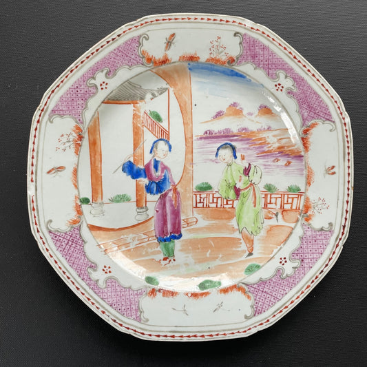 中国清乾隆时期粉彩花鸟纹瓷盘，18世纪，编号 #1720