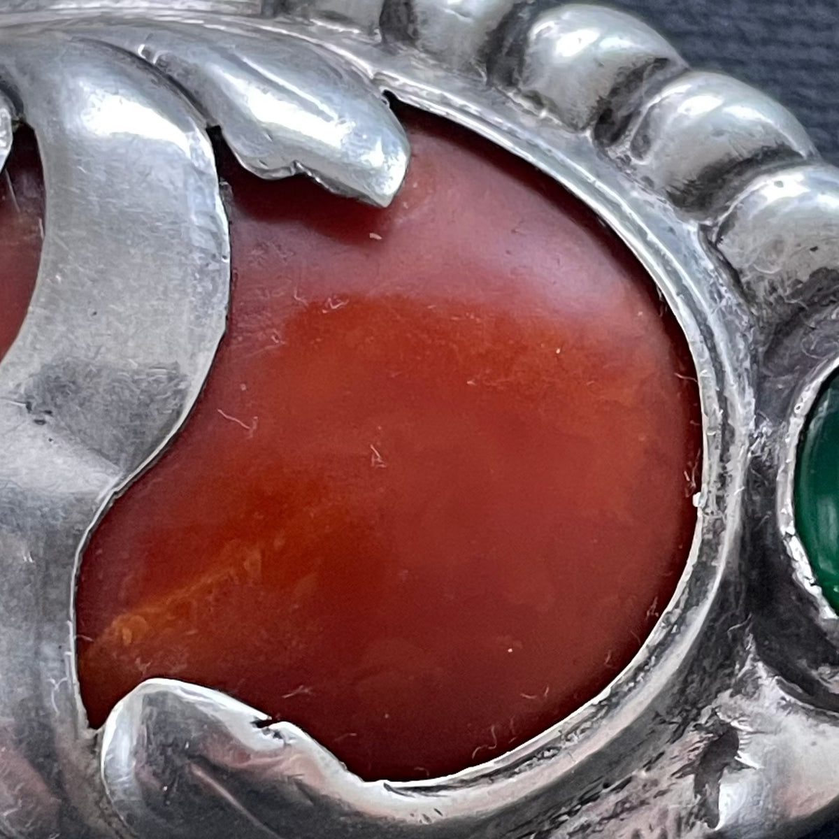 Natural Amber Antique Amber Brooch With Silver Egg Yolk Art Nouveau 16.73g #1795