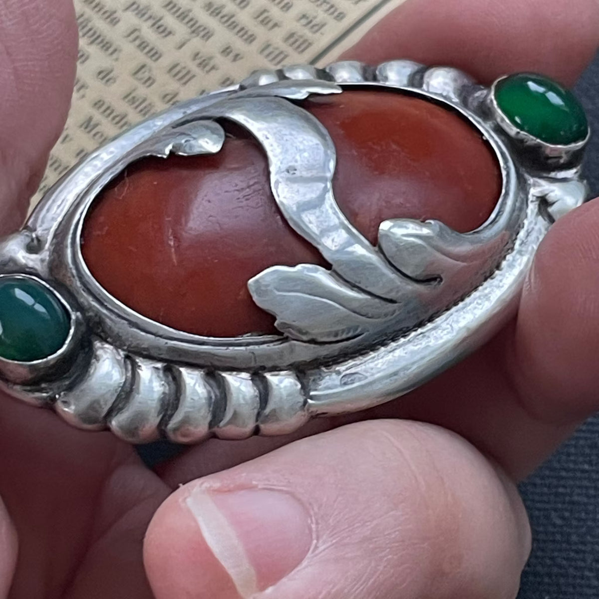 Natural Amber Antique Amber Brooch With Silver Egg Yolk Art Nouveau 16.73g #1795