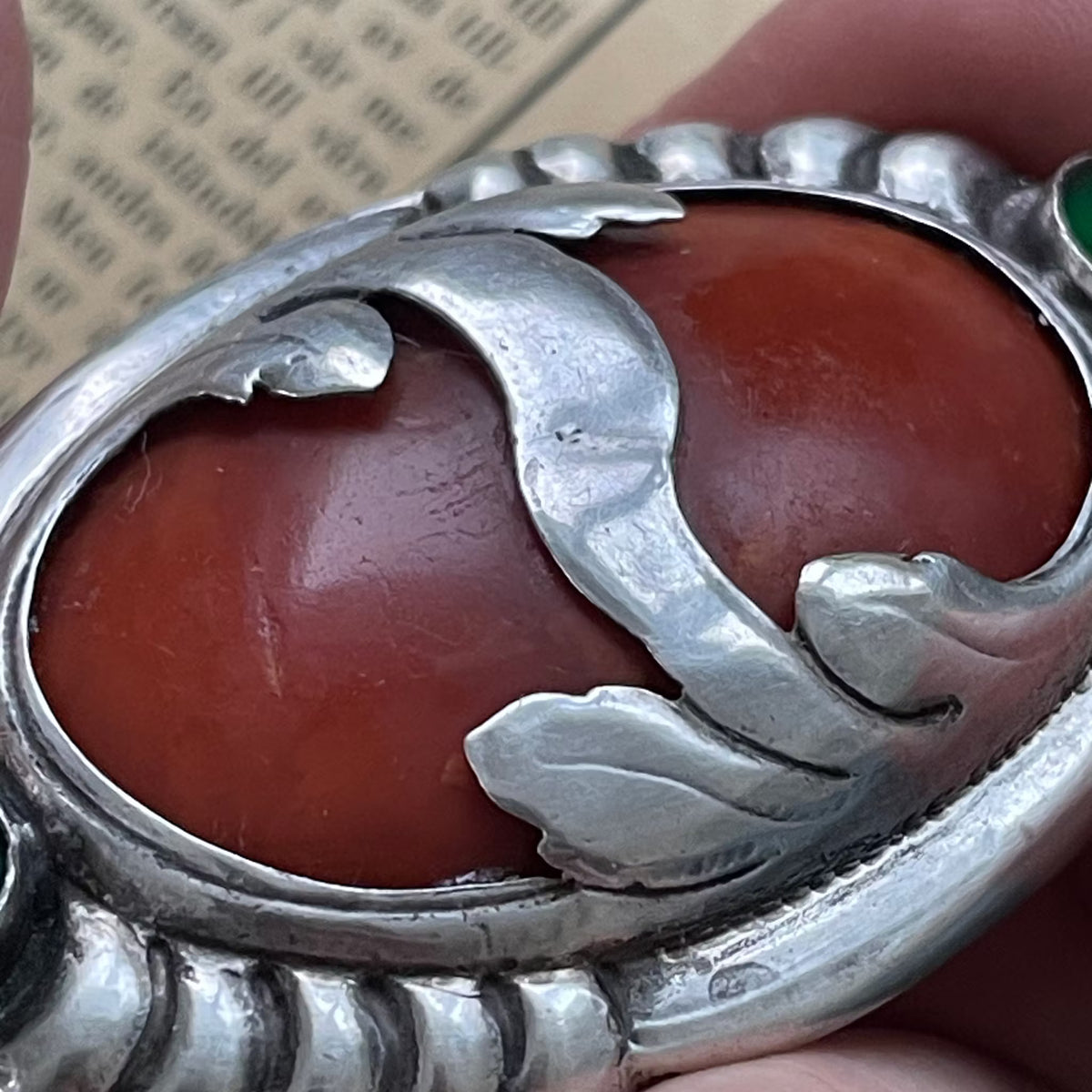 Natural Amber Antique Amber Brooch With Silver Egg Yolk Art Nouveau 16.73g #1795