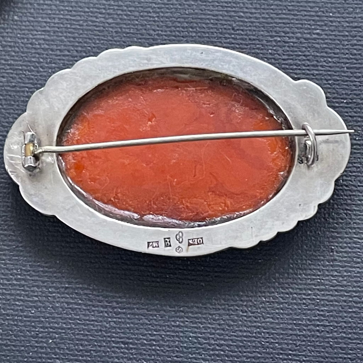 Natural Amber Antique Amber Brooch With Silver Egg Yolk Art Nouveau 16.73g #1795