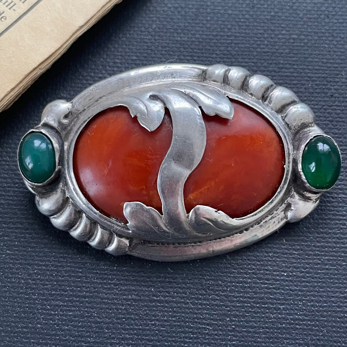 Natural Amber Antique Amber Brooch With Silver Egg Yolk Art Nouveau 16.73g #1795