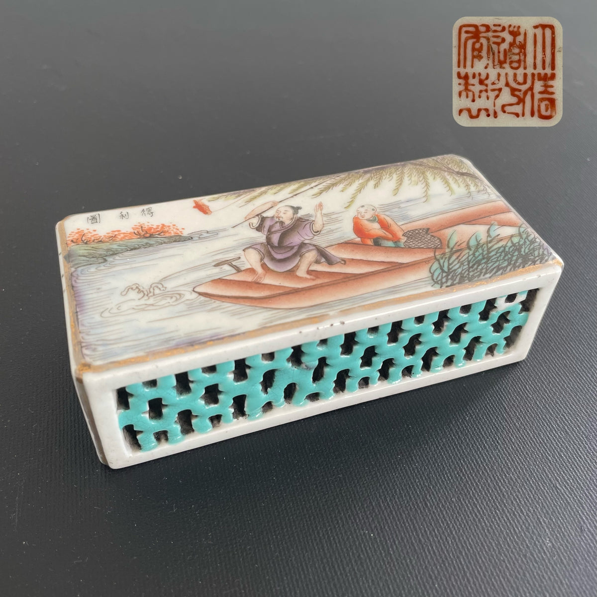 清末民国时期古董瓷器卷轴镇纸 #1803
