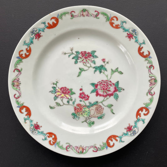 Chinese Antique Famille Rose plate, 18th C Qianlong period #1830