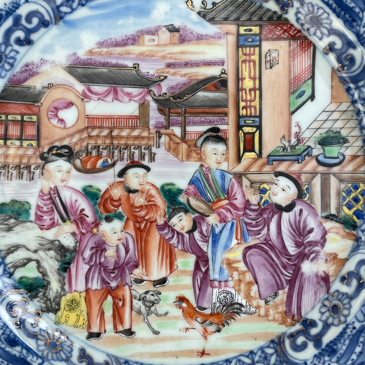 中国清代乾隆年间（18世纪）广彩花鸟纹瓷盘 #1838