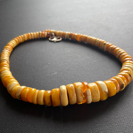 Unique Natural Amber Necklace Baltic Amber Egg Yolk Butterscotch 36g #1855