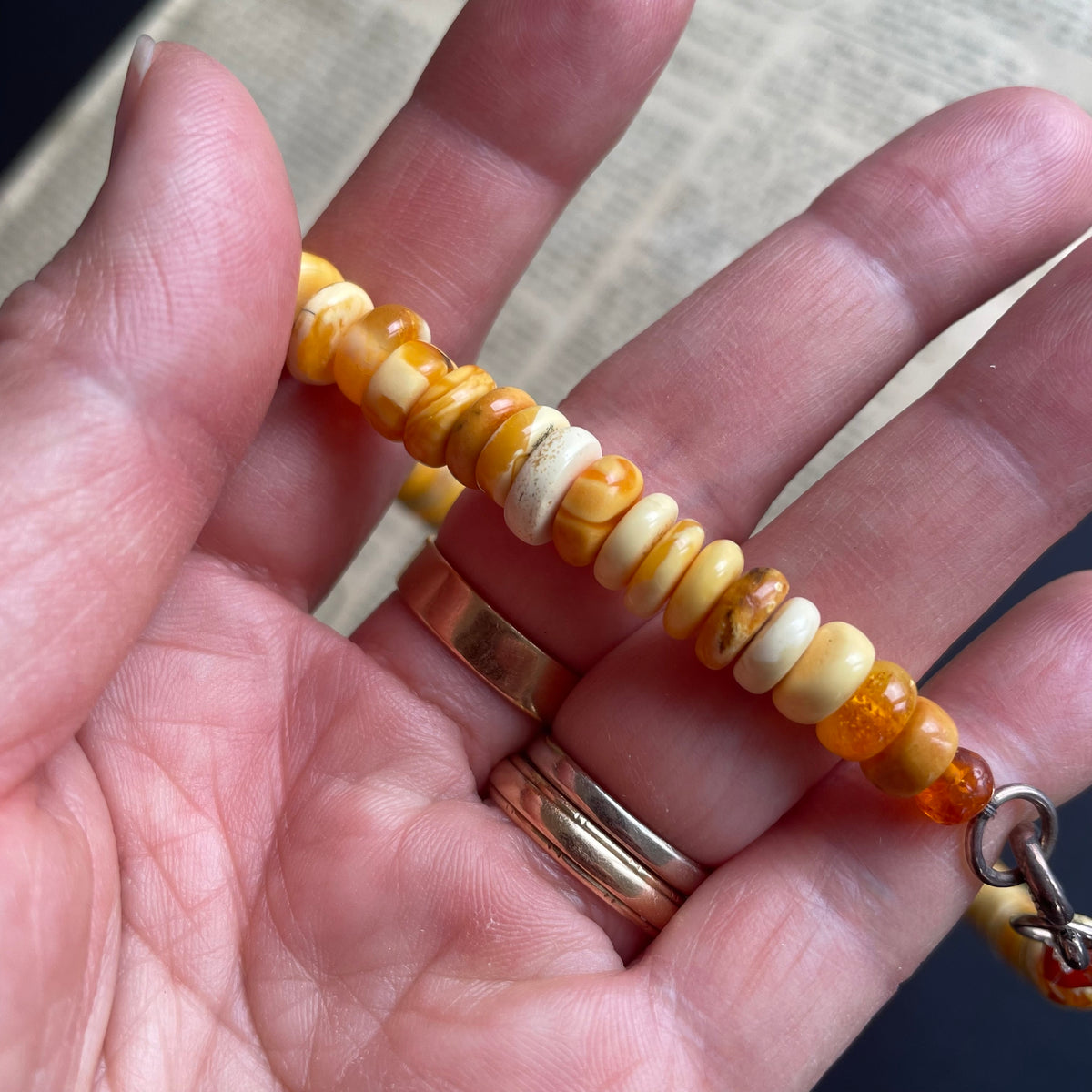 Unique Natural Amber Necklace Baltic Amber Egg Yolk Butterscotch 36g #1855