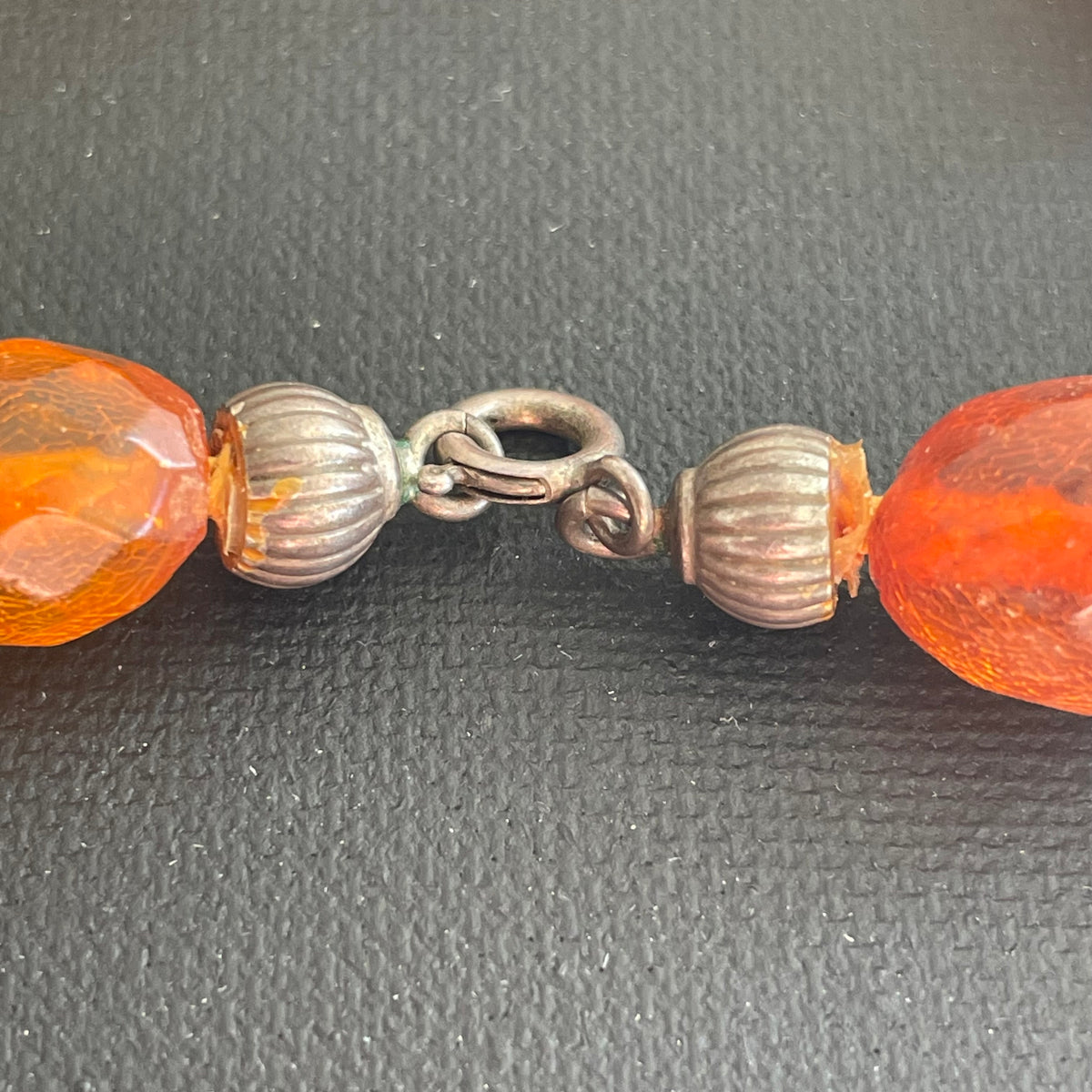 ANTIQUE NATURAL AMBER FACETED BEAD NECKLACE BRACELET FROM DENMARK 1950s #1866