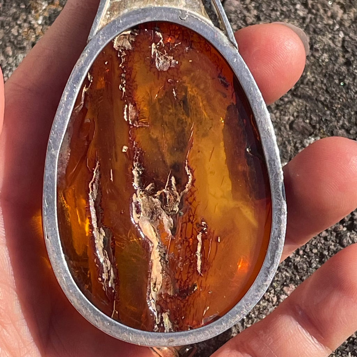 Unique Design Natural Amber With 925 Silver Pendant Danish Amber Huge 70g #1871