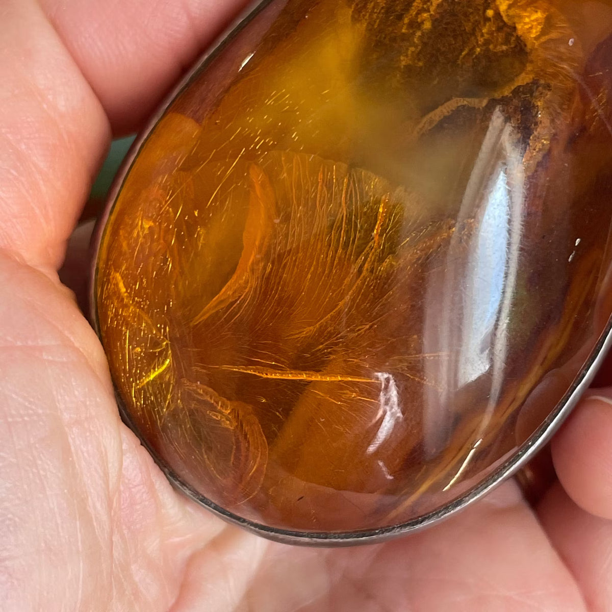 Unique Design Natural Amber With 925 Silver Pendant Danish Amber Huge 70g #1871