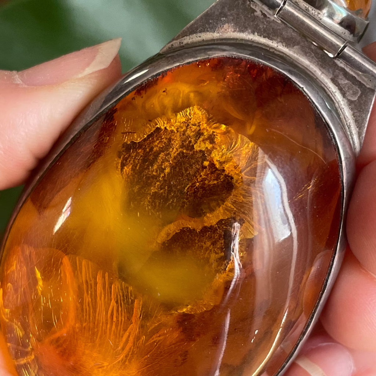 Unique Design Natural Amber With 925 Silver Pendant Danish Amber Huge 70g #1871