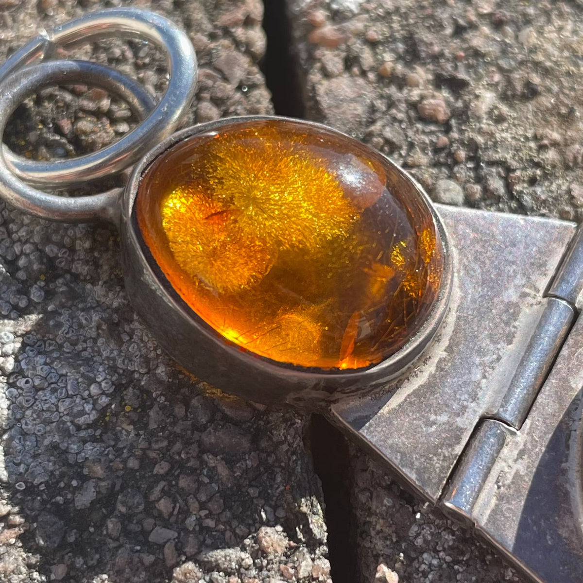 Unique Design Natural Amber With 925 Silver Pendant Danish Amber Huge 70g #1871