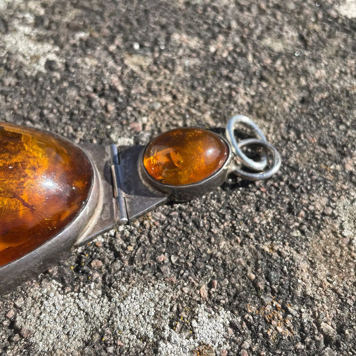 Unique Design Natural Amber With 925 Silver Pendant Danish Amber Huge 70g #1871