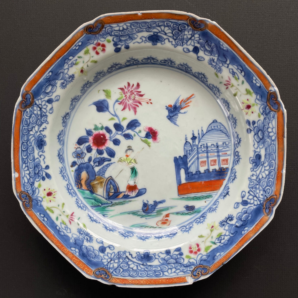 Chinese Antique Famille Rose Plate, 18th C Qianlong period #1891
