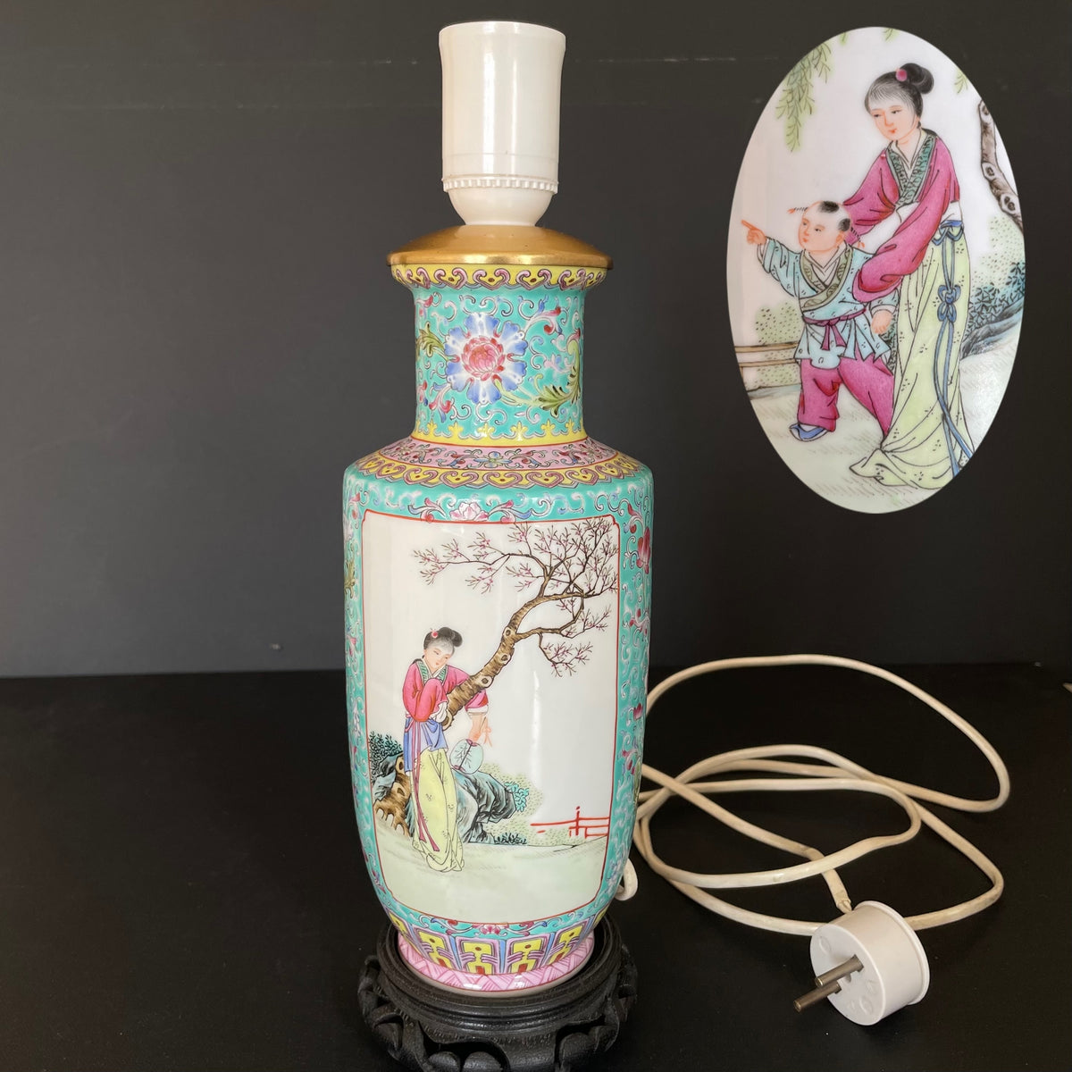 50-70年代复古粉彩瓷花瓶/台灯 #1933