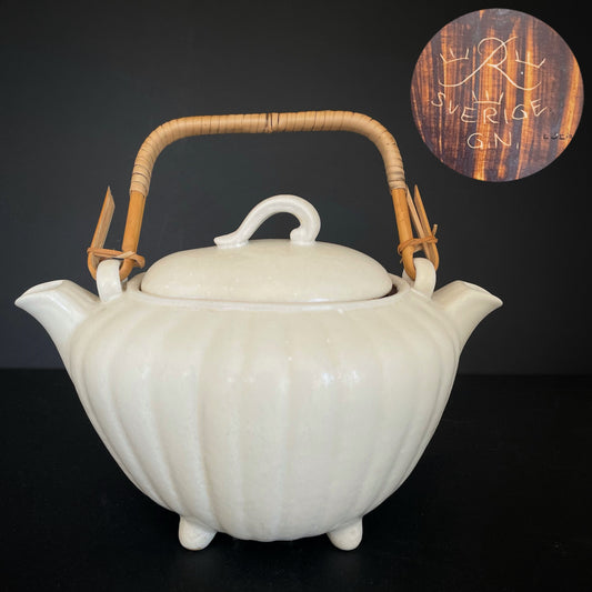 Vintage Gunnar Nylund Rorstrand Stoneware Double Spout Teapot Scandinavian #1972