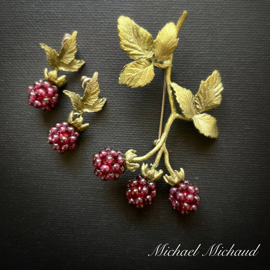 Michael Michaud 手工制作树莓胸针及耳环 #2026