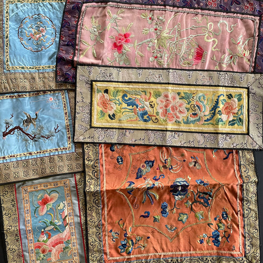 6 pieces of Chinese antique / vintage silk embroideries 19c, 20c #2069