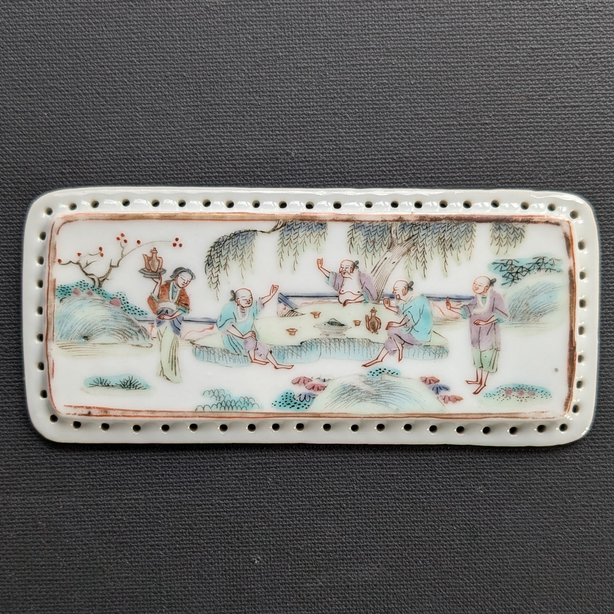Chinese Antique famille rose pillow plaque, Guangxu period, 19th c #2110