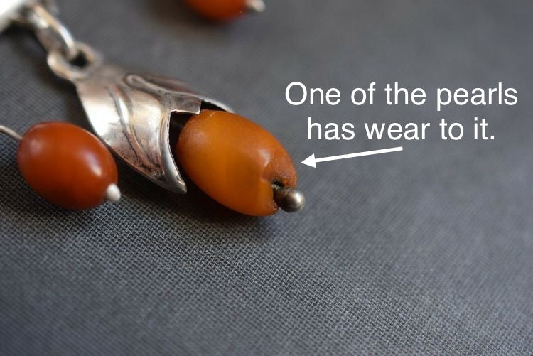 Antique Natural Amber Brooch With Silver From 1920s Art Nouveau 14.6g #2533