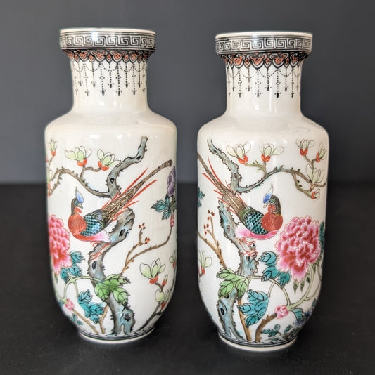 A pair of Chinese famille rose vases Second Half of 1900's 50's 60's