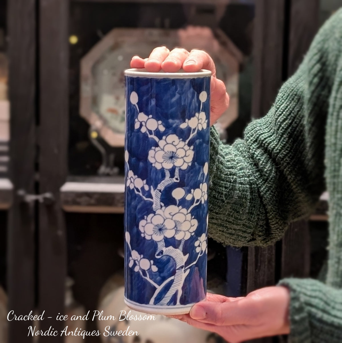 晚清青花笔筒 #2236