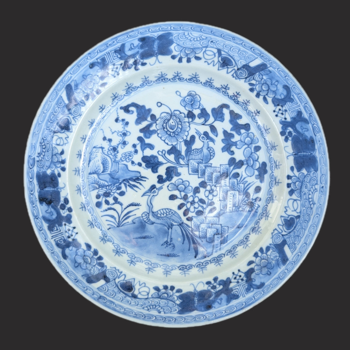 Chinese antique blue and white plate, Qianlong, 18th c #2652