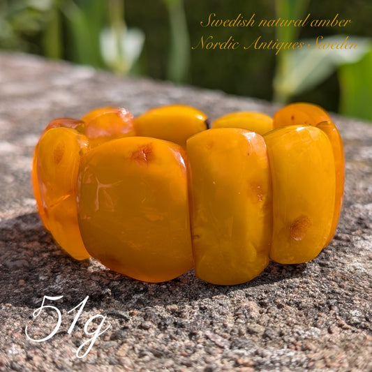 Natural Amber Swedish raw stone amber bracelet large 51.16g #2660