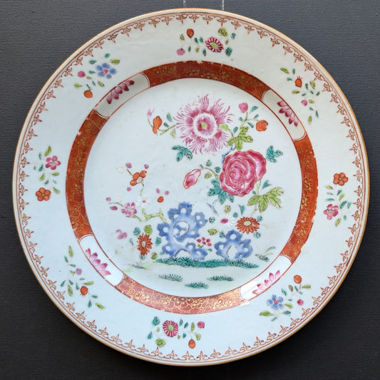 Chinese Antique Famille Rose plate 18th c #2627