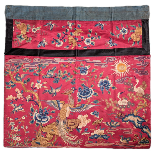 Chinese Antique silk embroidery with Pheonix, Qing Dynasty #2807