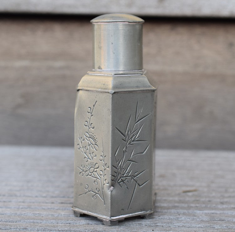 Antique Chinese Swatow (Shantou) pewter tea caddy #2531