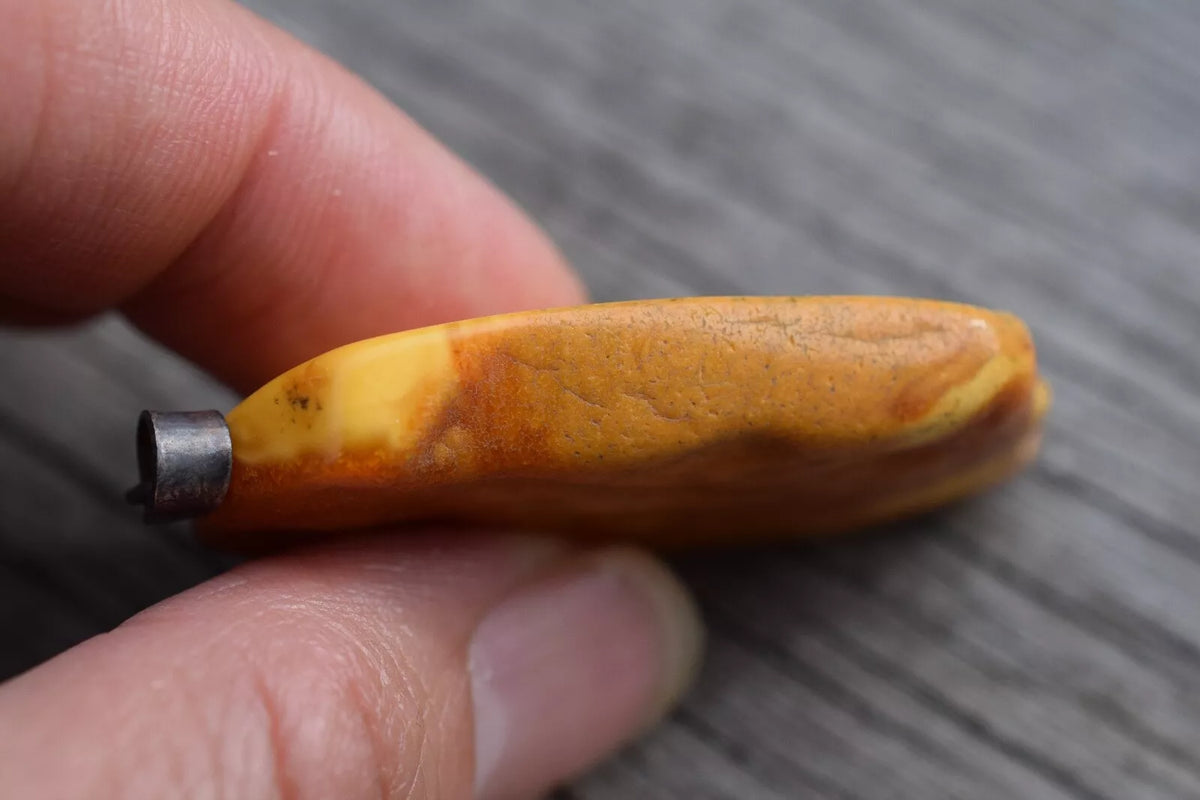 Natural amber pendant danish design hand carved egg yolk 6.6g 1980's Sagittarius #2527