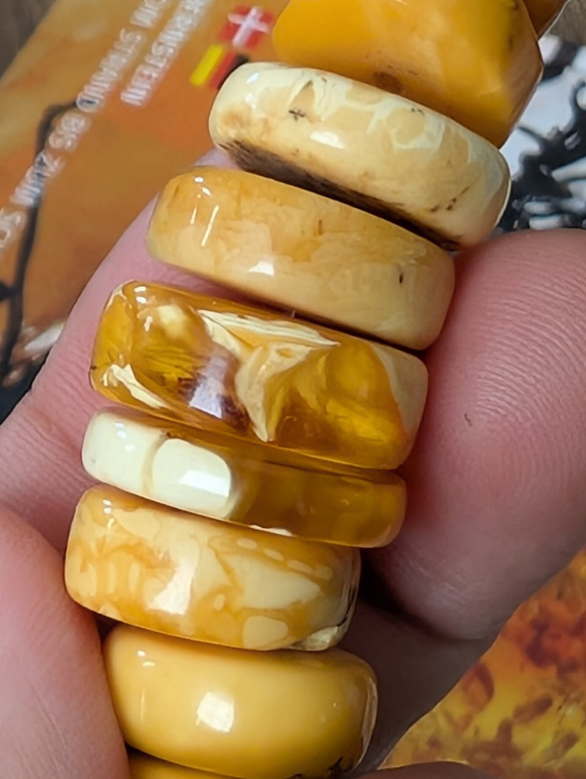 Unique Natural Amber Necklace Baltic Amber Egg Yolk Butterscotch 36g #1855