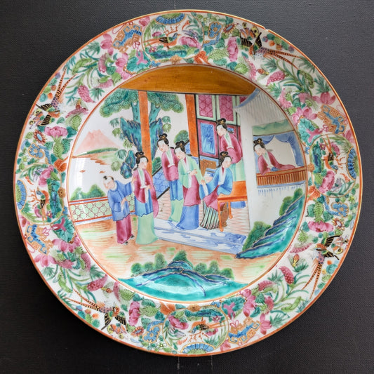 Chinese antique rose mandarin plate, Daoguang period #3010