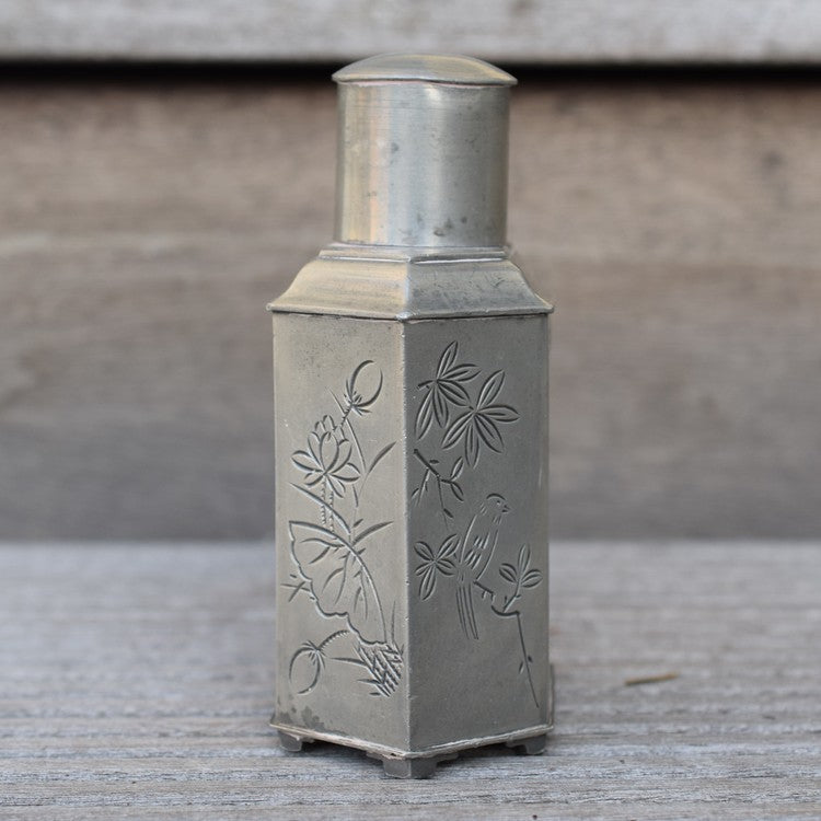 Antique Chinese Swatow (Shantou) pewter tea caddy #2531