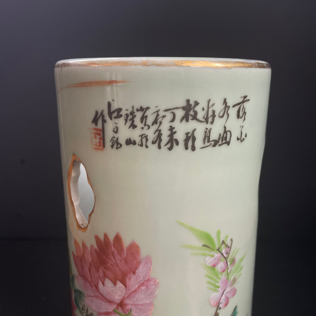 Chinese antique hatstand, by artist 江子钰, dated 1907 #2083