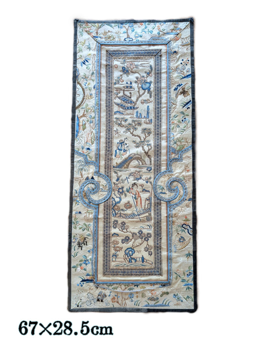 Chinese Antique silk embroidery with figures and landscape, Late Qing Dynasty #2818